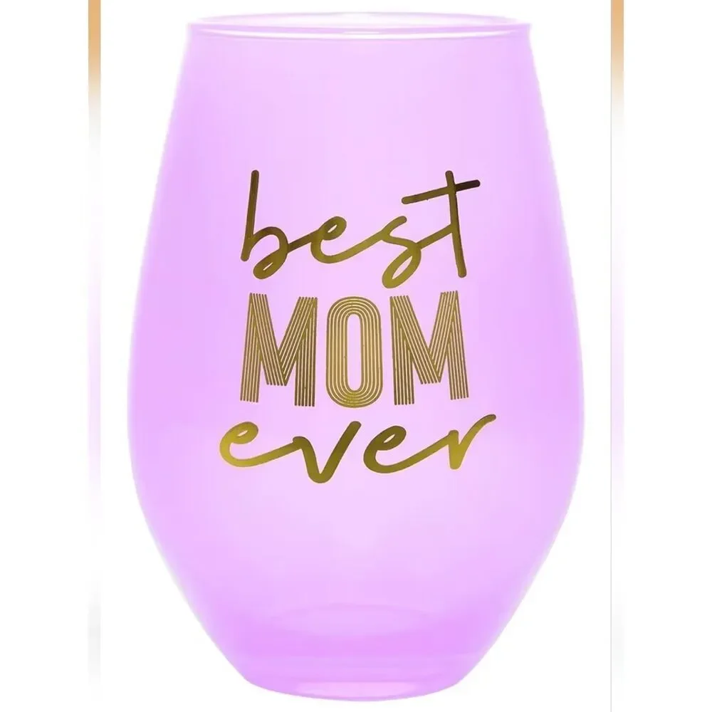 Slant Collections Pink Stemless Tumbler with Best Mom Ever Gold Lettering 30oz